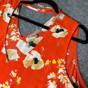 Daniel Rainn Orange Floral Sleeveless V-Neck Blouse Plus Size 2X DX15466PR1